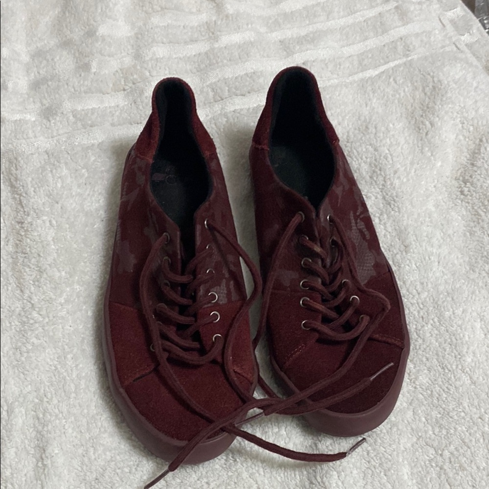 Burgundy Lace-Up Sneakers